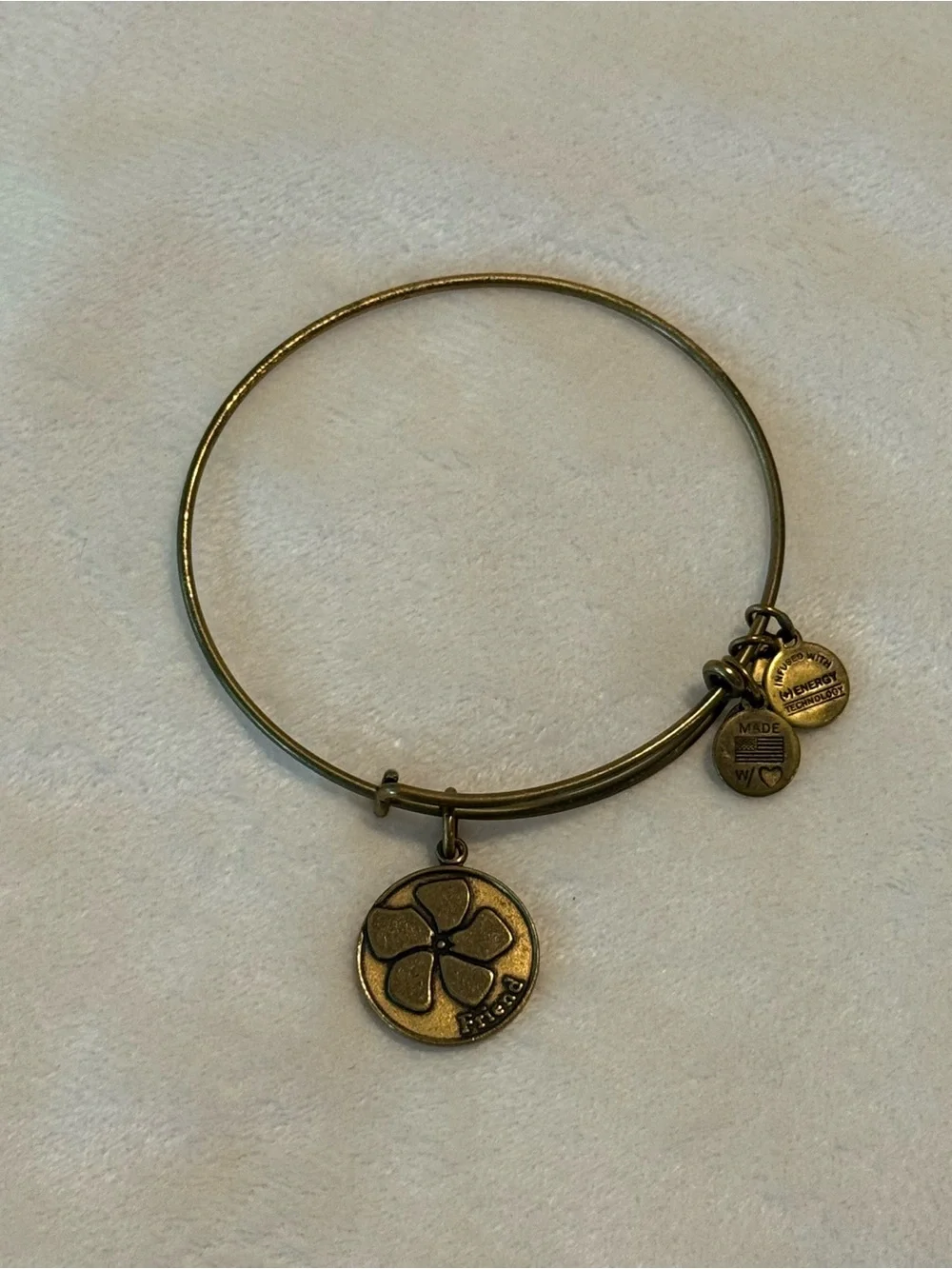 Alex and Ani 2014 “Flower Friend” Floral Coin Charm Bangle Rafaelian Gold